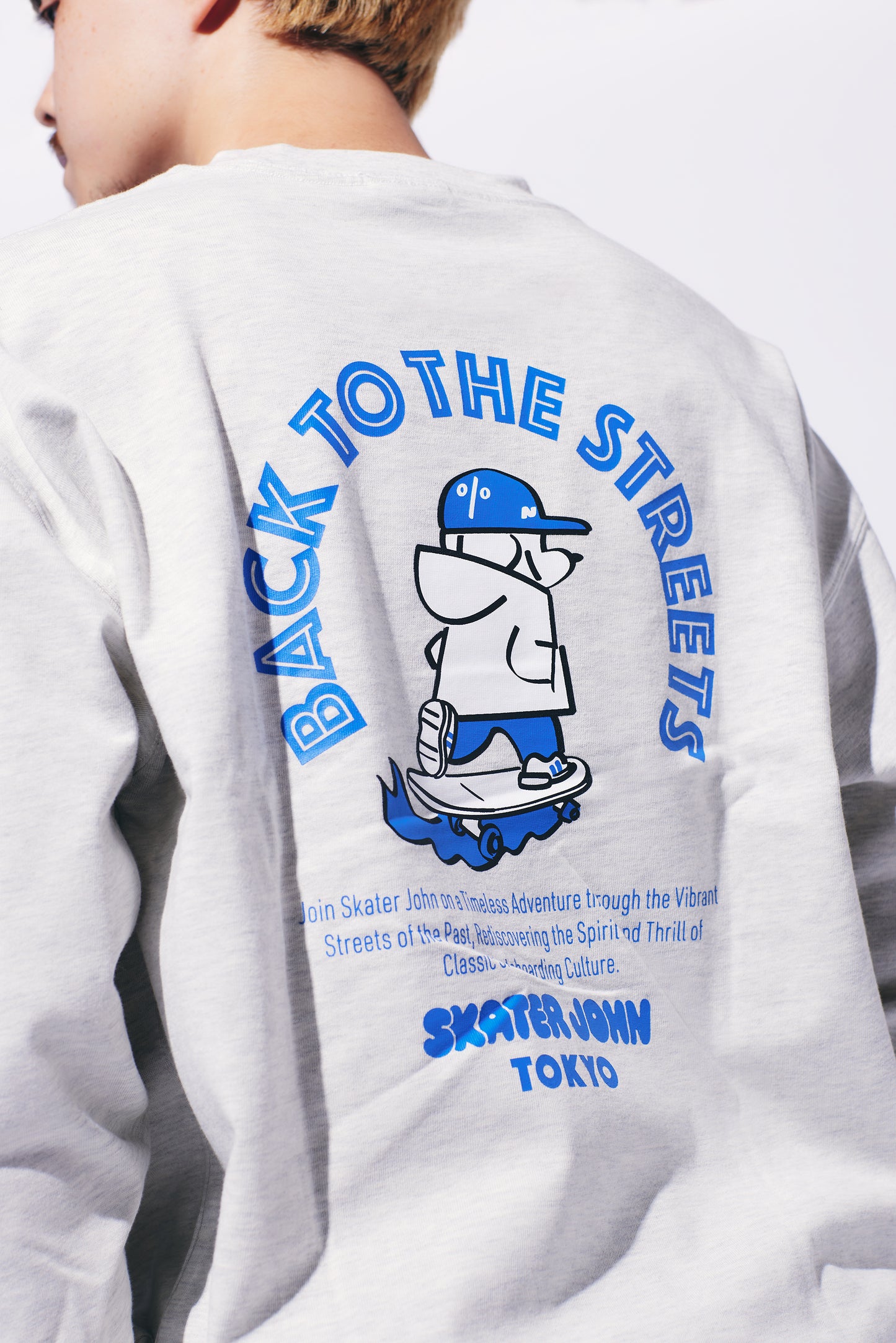 BACK TO THE STREETS Long-sleeved T-shirt 🟦 ⬜️【JOHN by OFFICE SHIBACHAN】