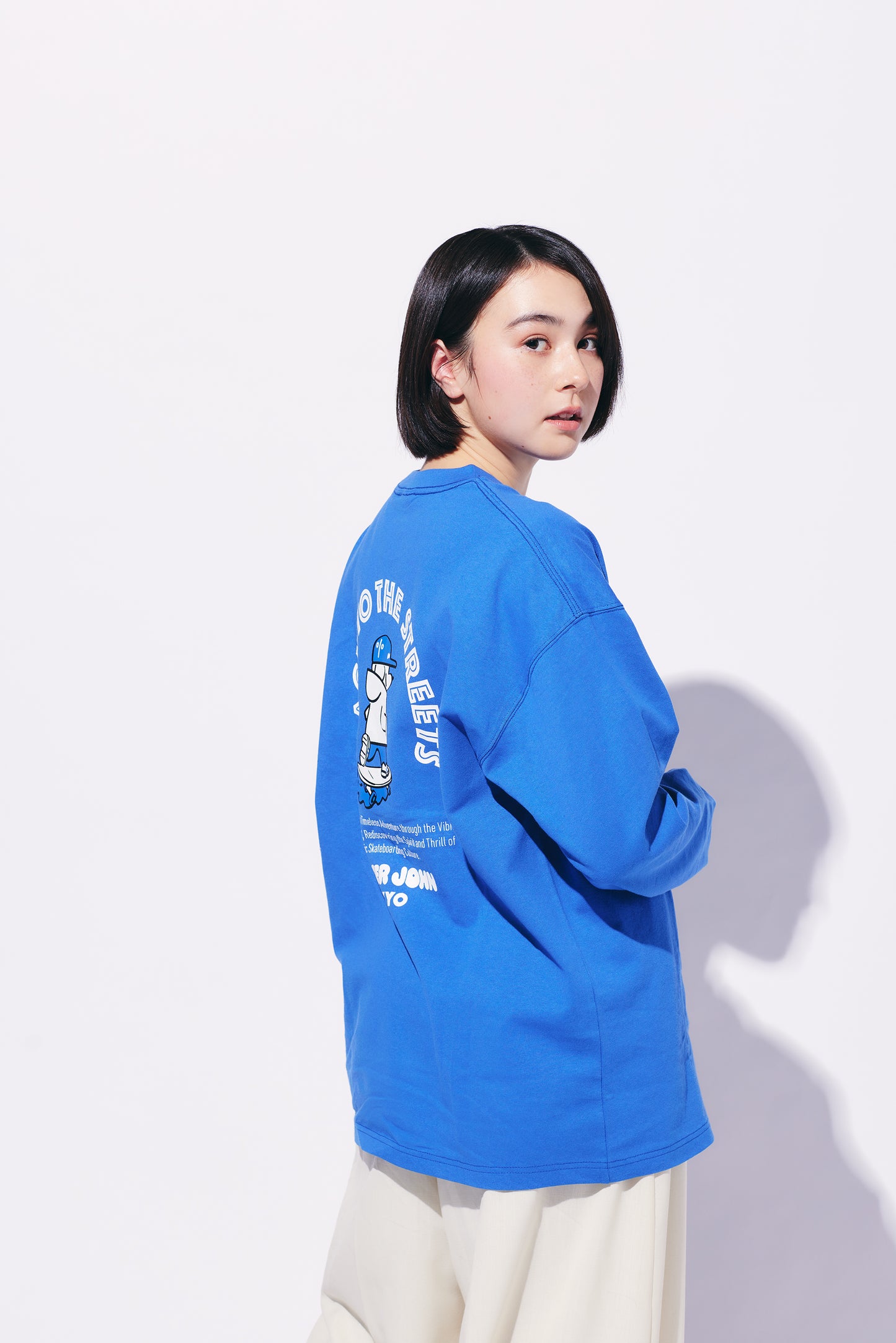 BACK TO THE STREETS Long-sleeved T-shirt 🟦 ⬜️【JOHN by OFFICE SHIBACHAN】