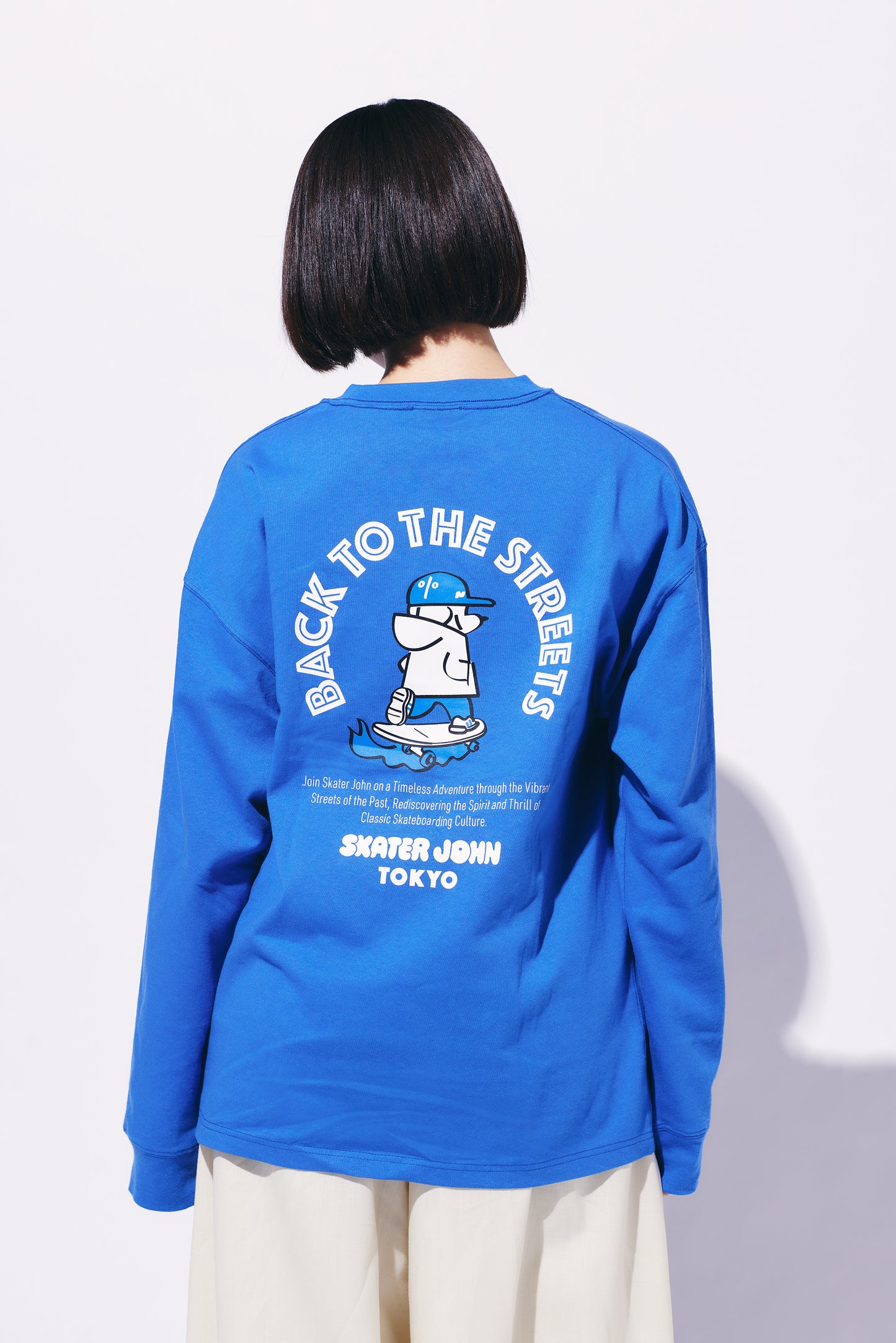 BACK TO THE STREETS Long-sleeved T-shirt 🟦 ⬜️【JOHN by OFFICE SHIBACHAN】