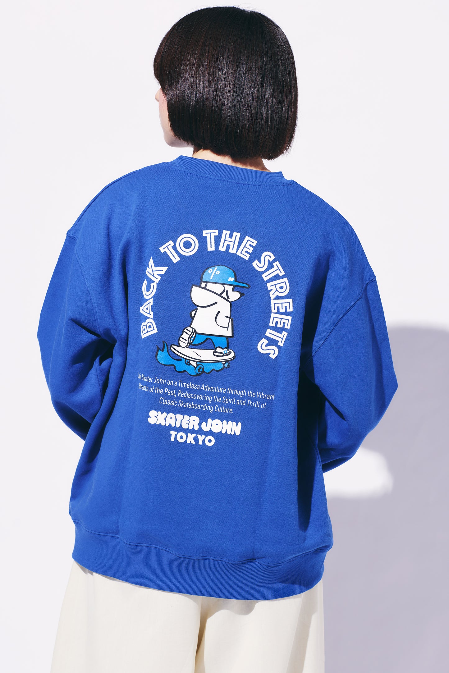 BACK TO THE STREETS Crewneck sweat 🟦 ⬛【JOHN by OFFICE SHIBACHAN】