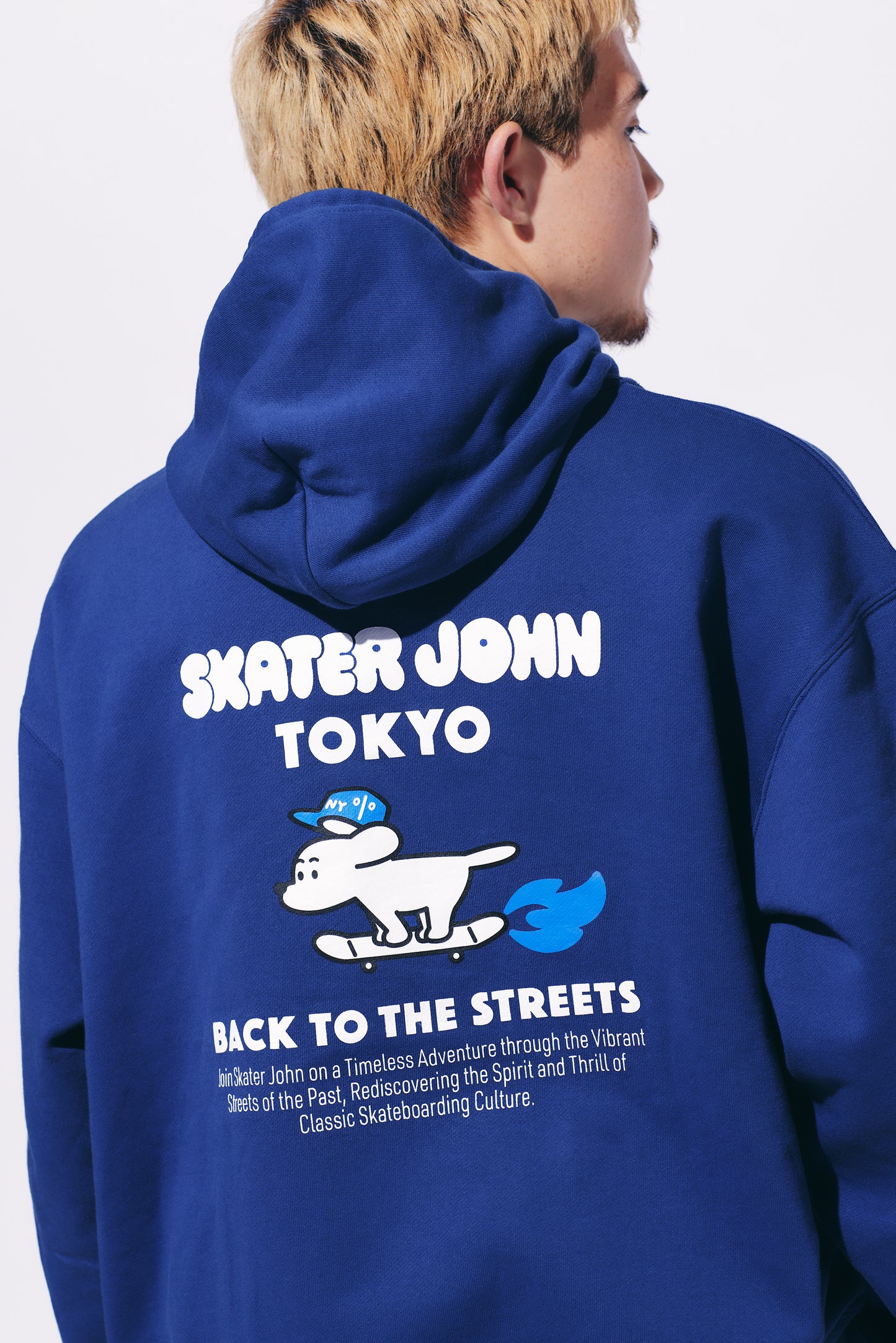BACK TO THE STREETS Hoodie 🟦 ⬜️【JOHN by OFFICE SHIBACHAN】