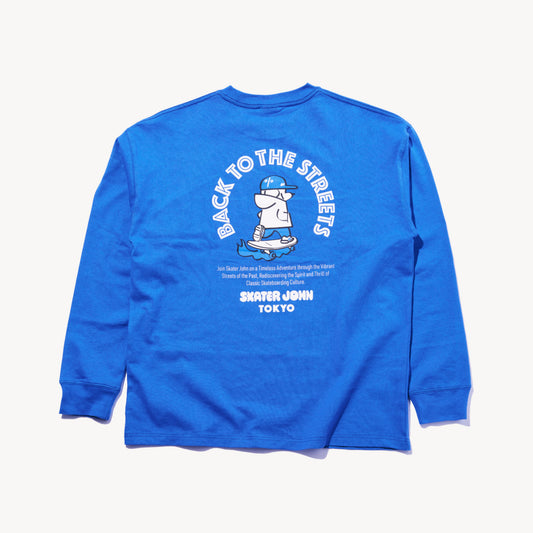 BACK TO THE STREETS Long-sleeved T-shirt 🟦 ⬜️【JOHN by OFFICE SHIBACHAN】